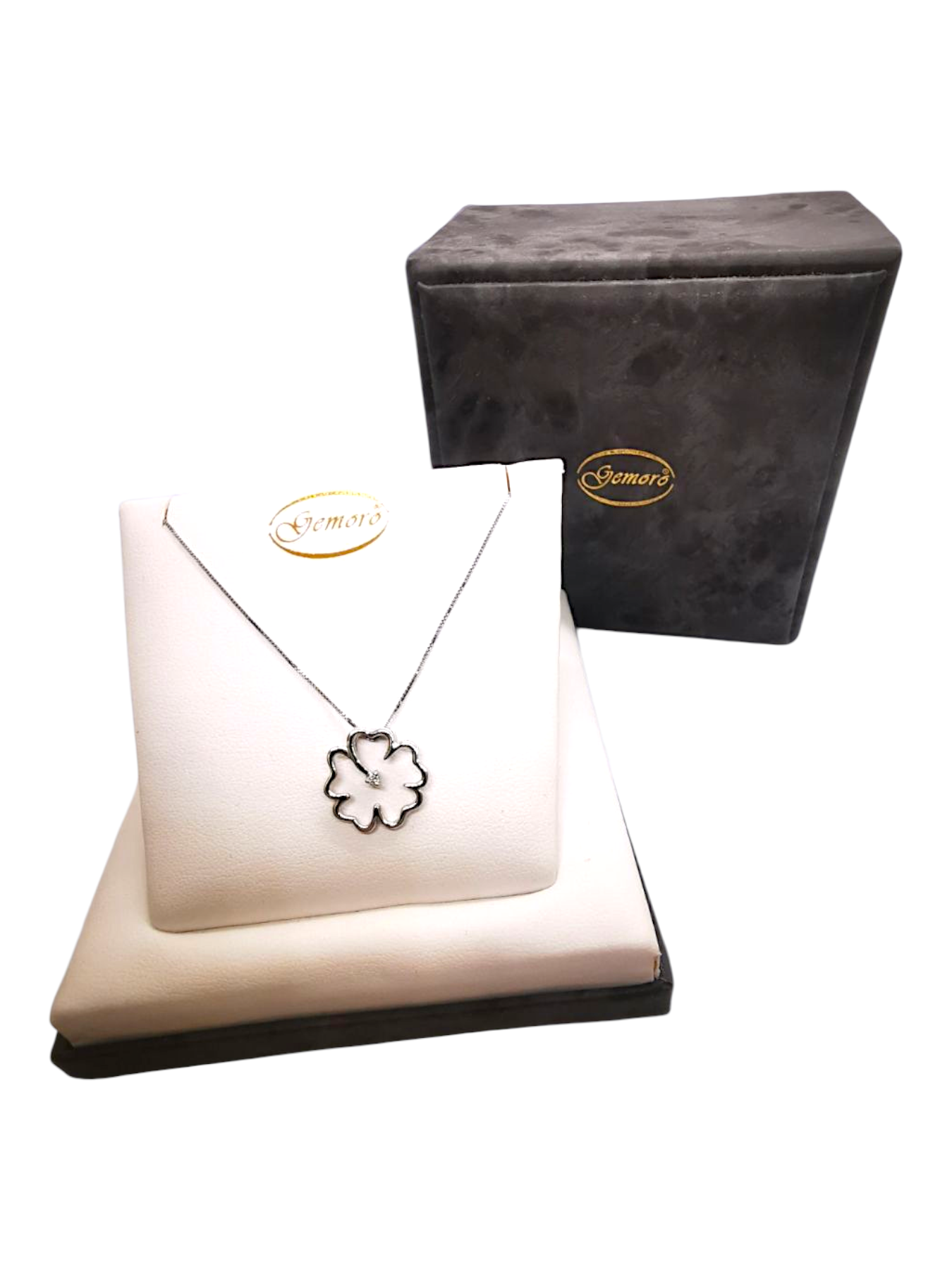 Collana Quadrifoglio e Diamante Donna 750/1000