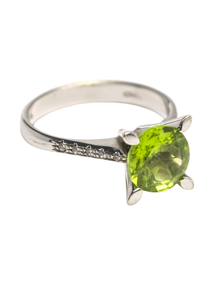 Anello Peridoto e Diamanti Oro 750/1000