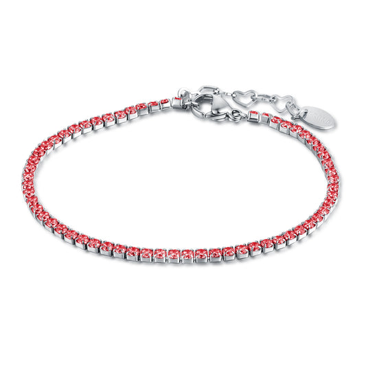 Bracciale Tennis rosso 2 mm