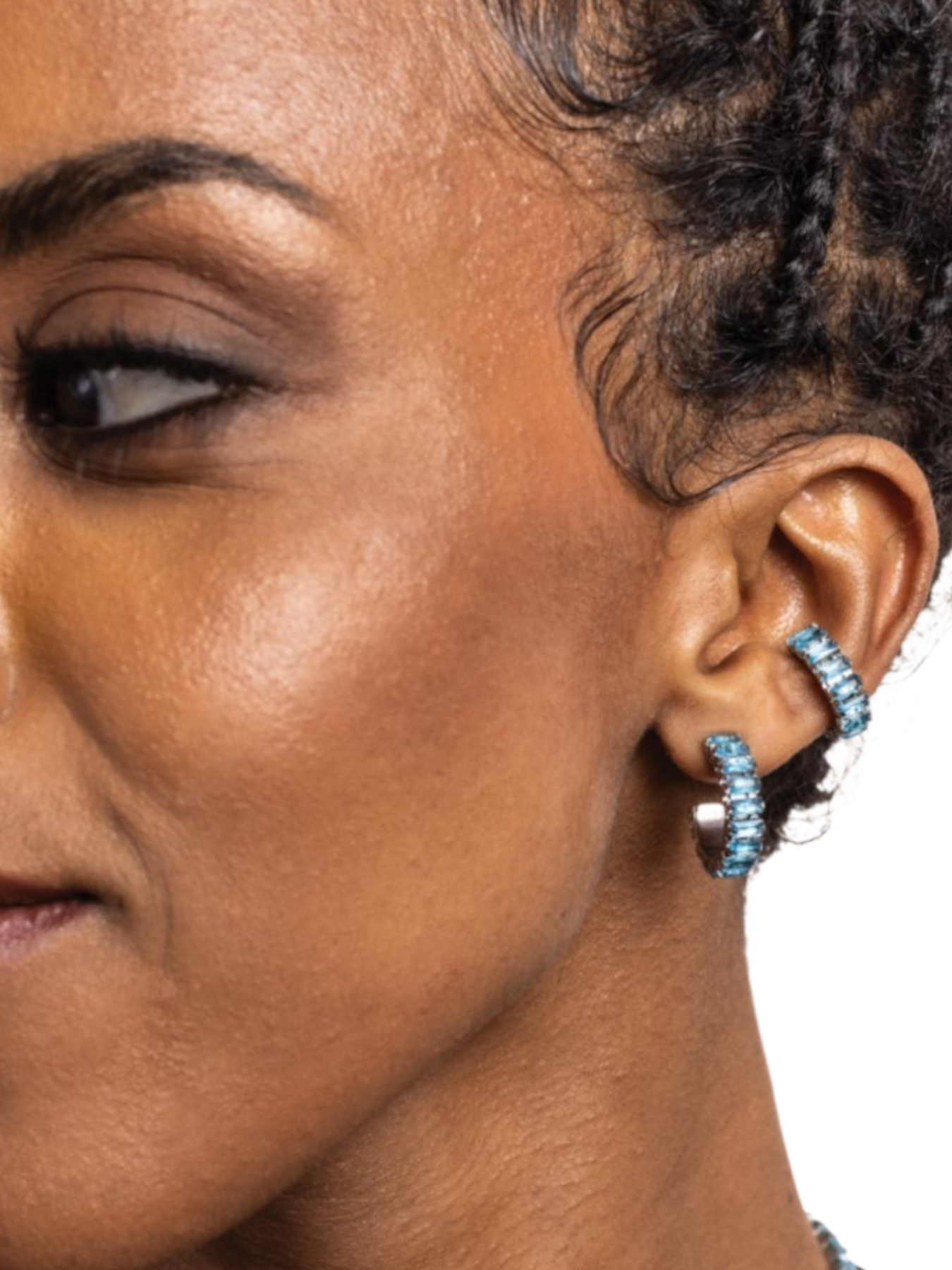 Ear cuff Tennis baguette turchese singolo