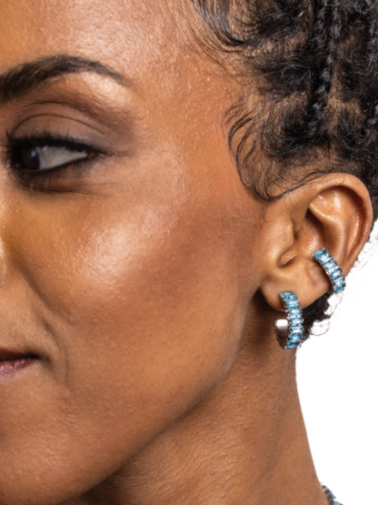 Ear cuff Tennis baguette turchese singolo