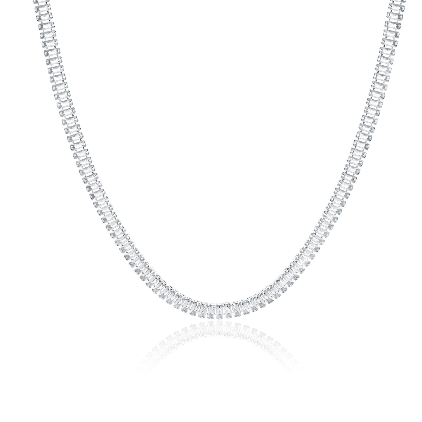 Collana tennis baguette bianco
