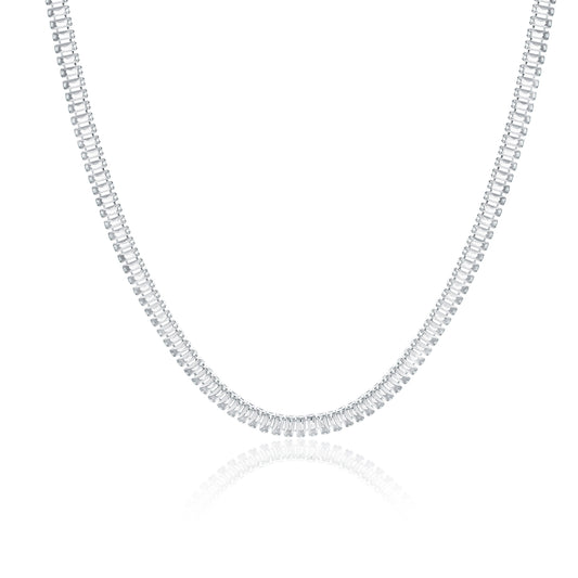 Collana tennis baguette bianco
