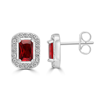 Orecchini Cristallo rettangolare rosso