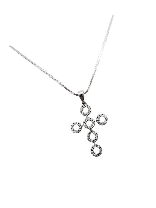 Collana Croce a cerchi Donna 750/1000