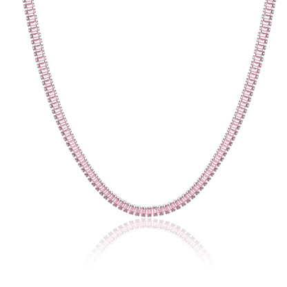 Collana tennis baguette rosa