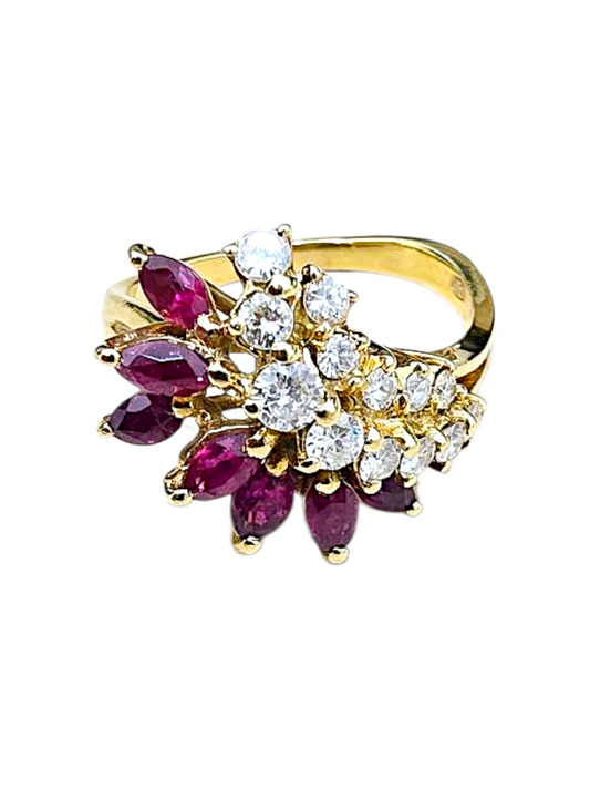 Anello Diamanti e Rubini Oro 750/1000