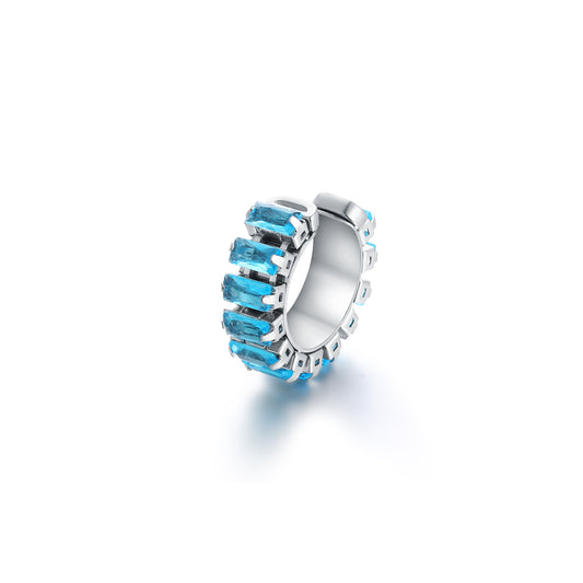 Ear cuff Tennis baguette turchese singolo