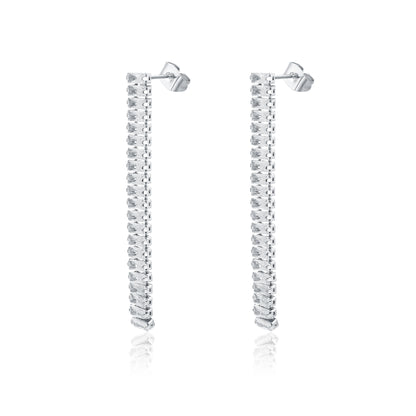 Orecchini pendenti tennis baguette bianco