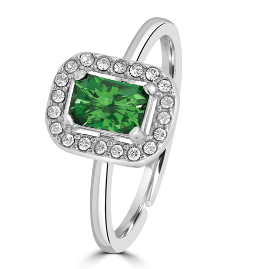 Anello Cristallo rettangolare verde