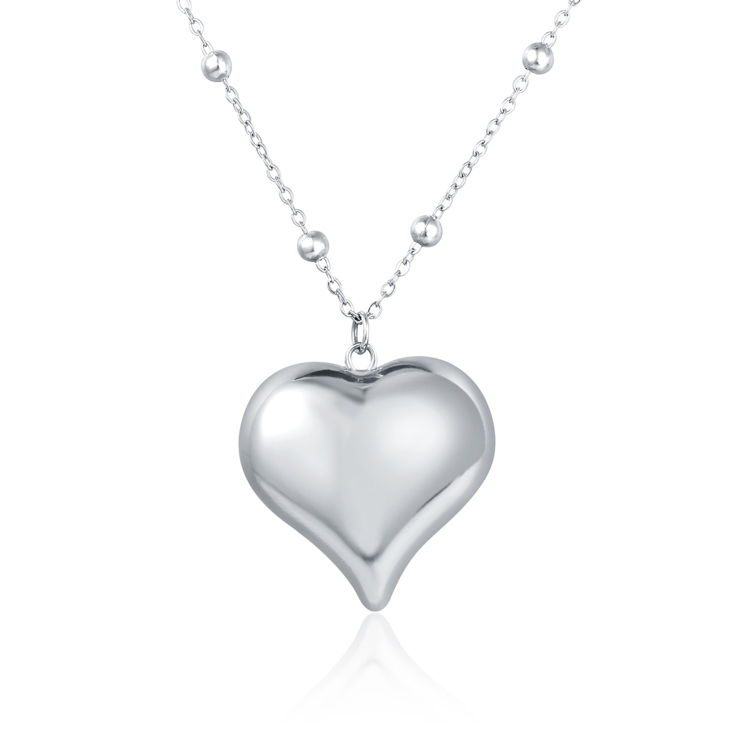 Collana catena pallini e cuore pendente