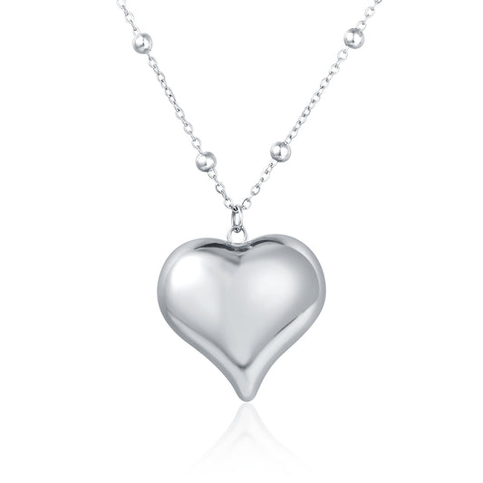 Collana catena pallini e cuore pendente