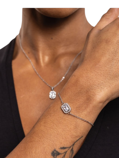 Collana Cristallo rettangolare bianco