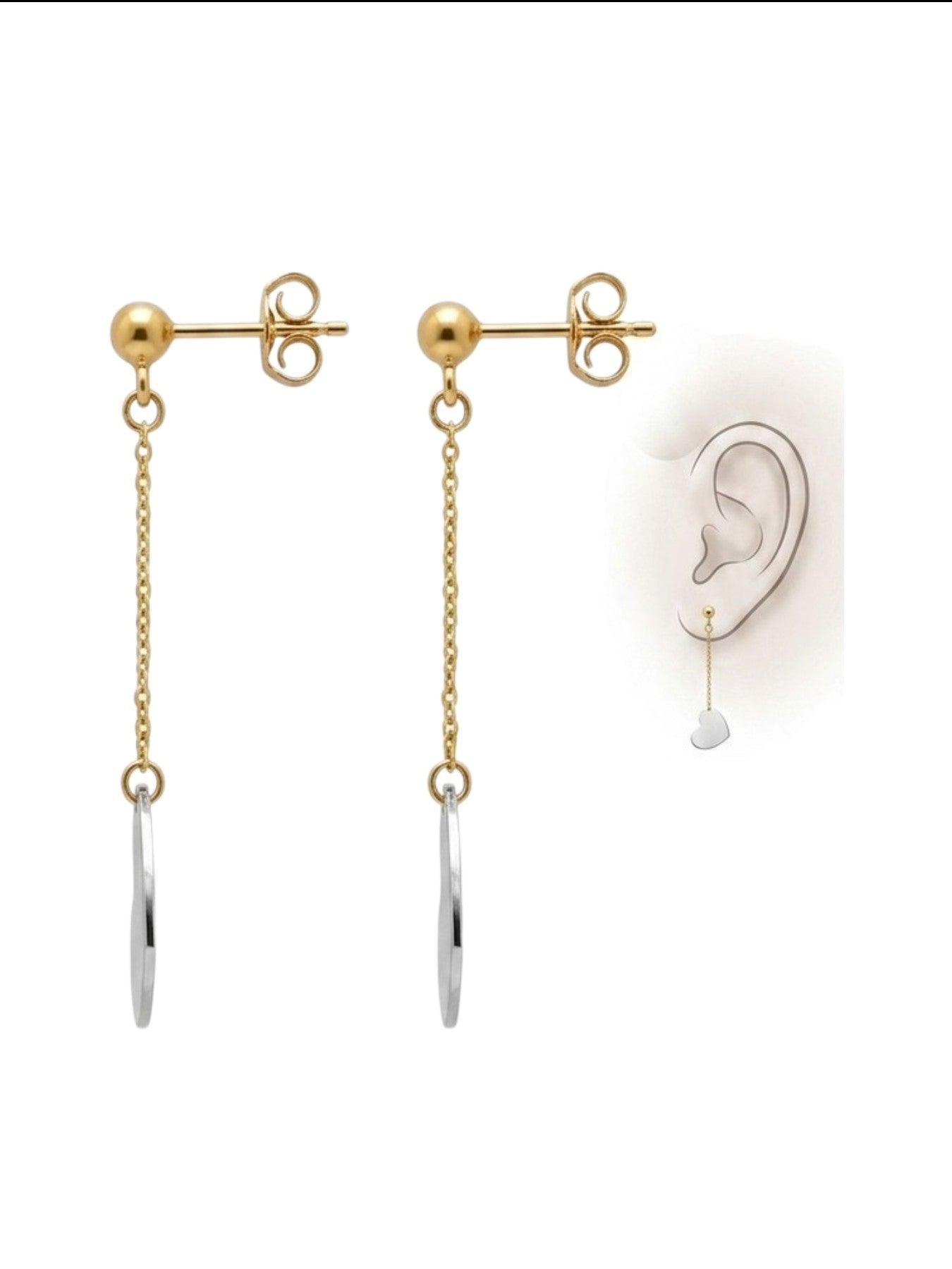 Orecchini Cuori Pendenti Oro 750/1000