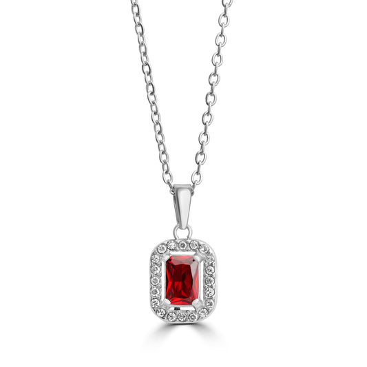 Collana Cristallo rettangolare rosso