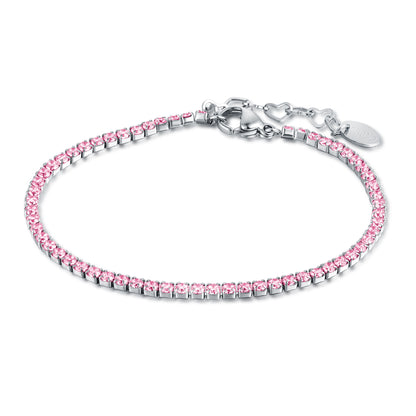 Bracciale Tennis rosa 2 mm