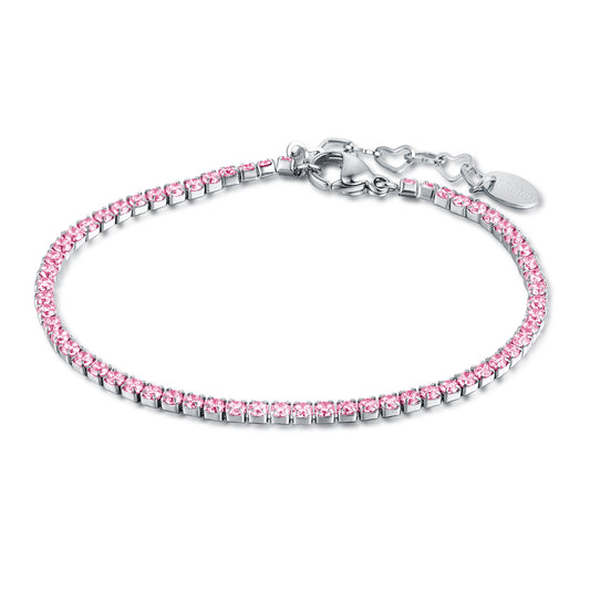 Bracciale Tennis rosa 2 mm