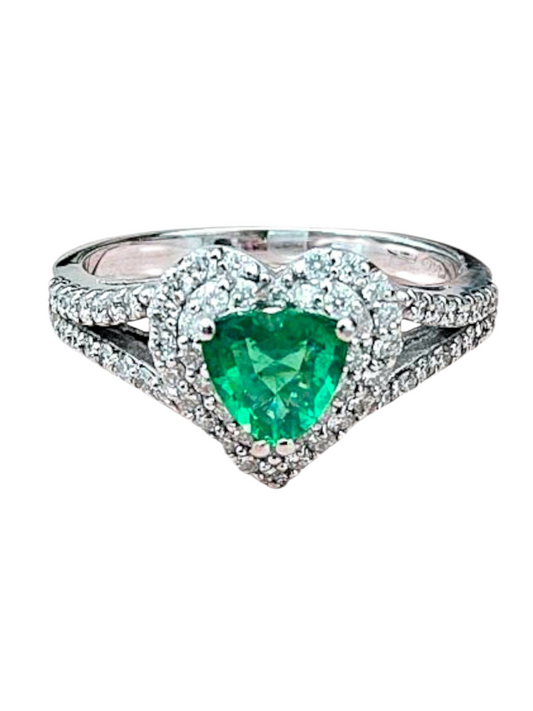 Anello Cuore Smeraldo Donna 750/1000