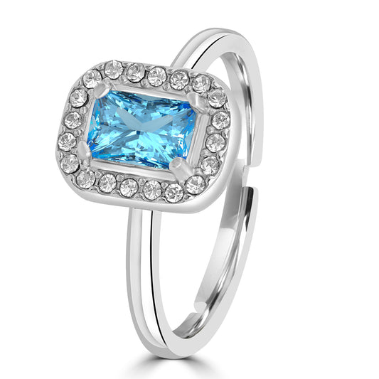 Anello Cristallo rettangolare turchese