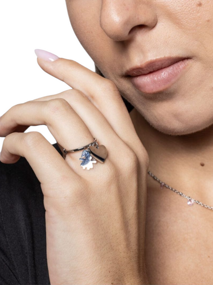 Anello con bimba e cuore pendente