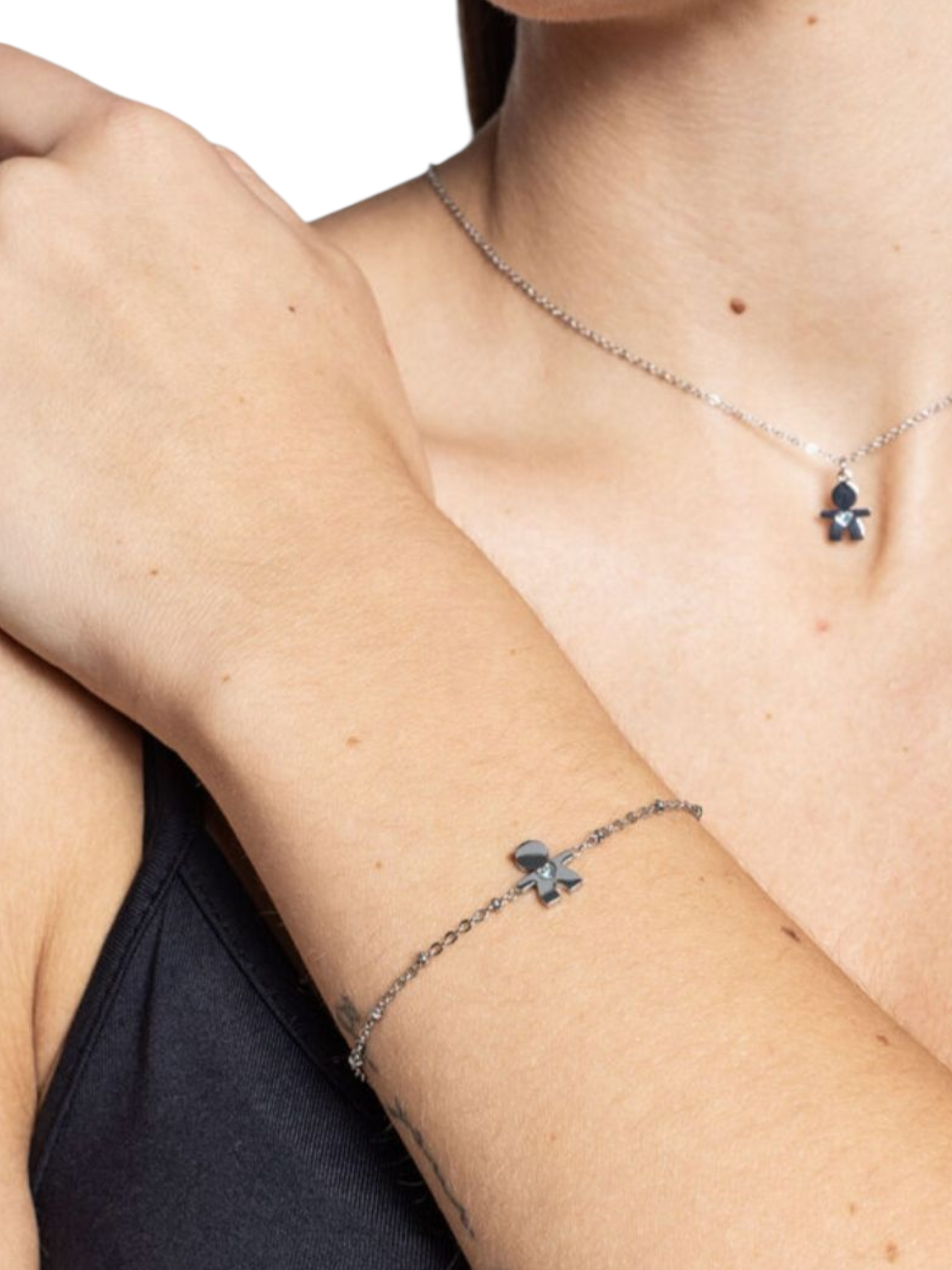 Bracciale catena pallini con bimbo