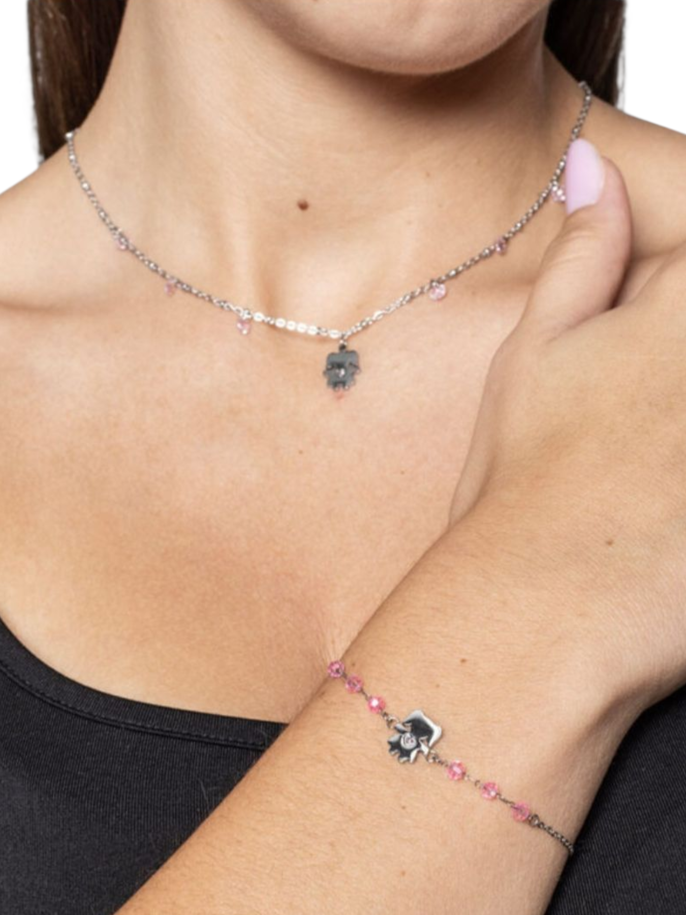 Bracciale con bimba e 6 cristalli