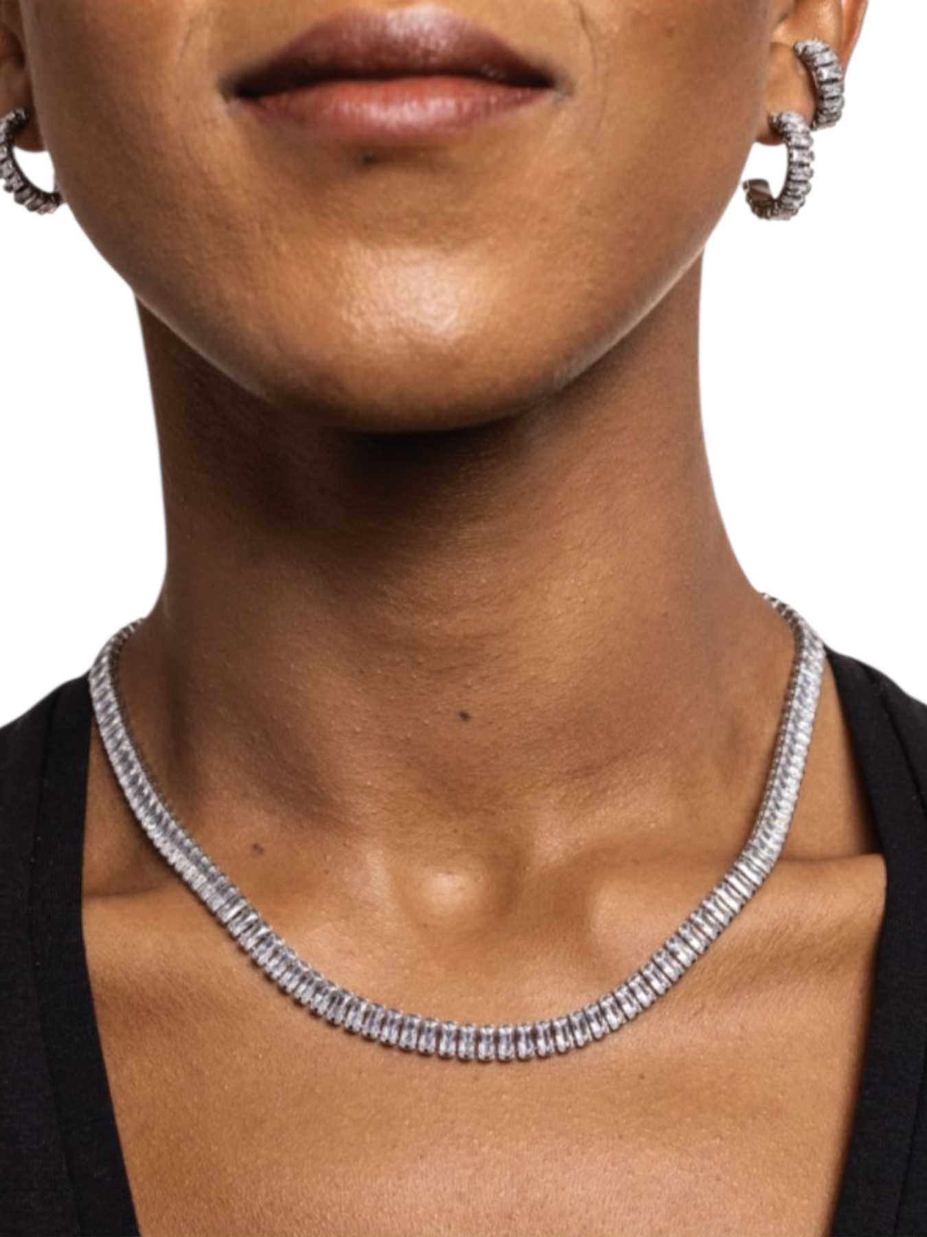 Collana tennis baguette bianco