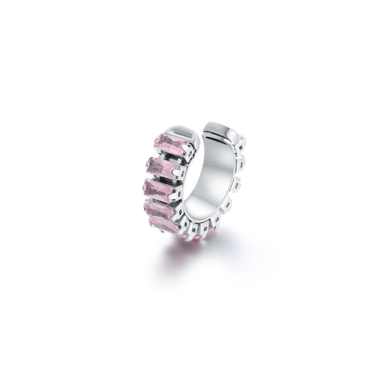Ear cuff tennis baguette rosa singolo
