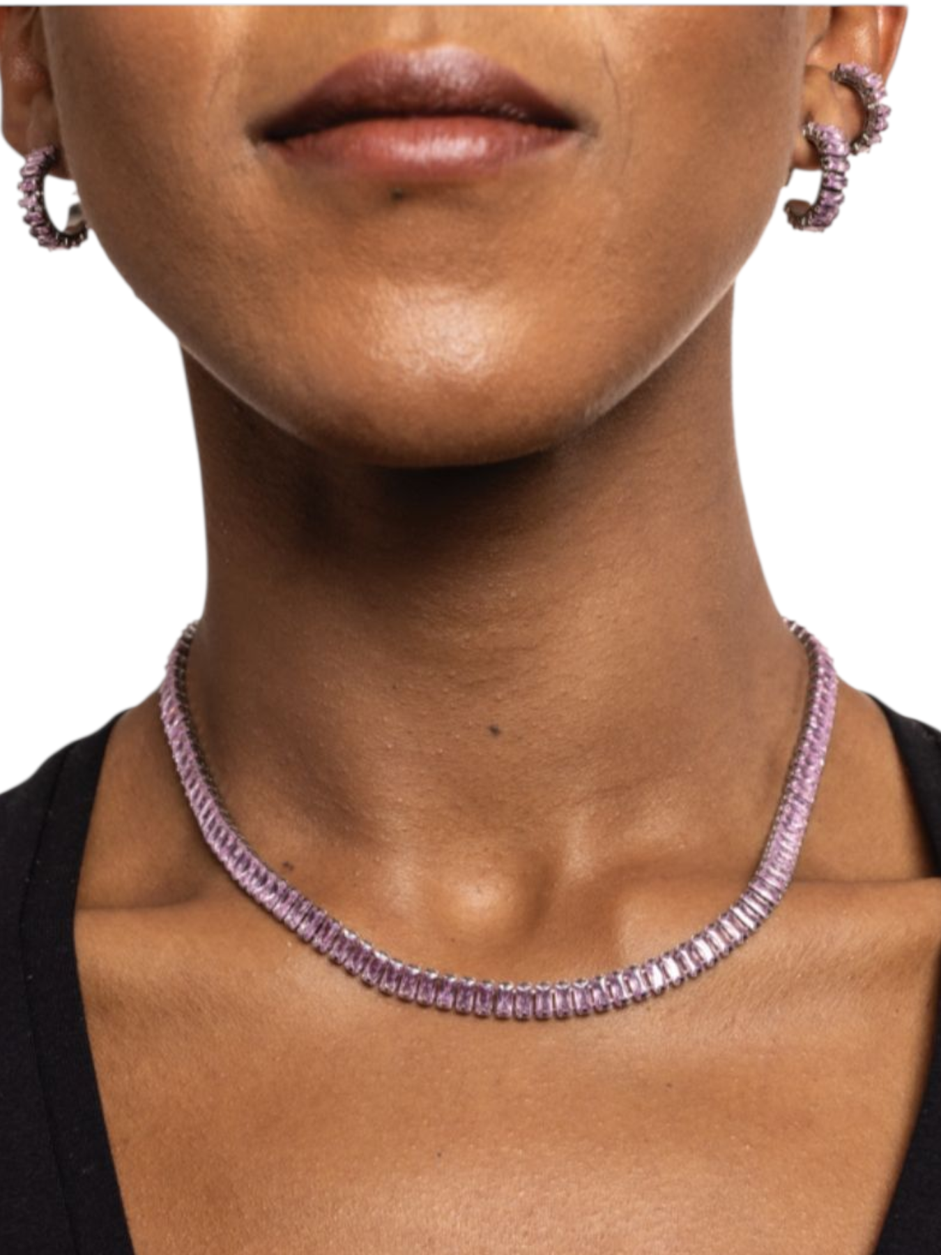 Collana tennis baguette rosa