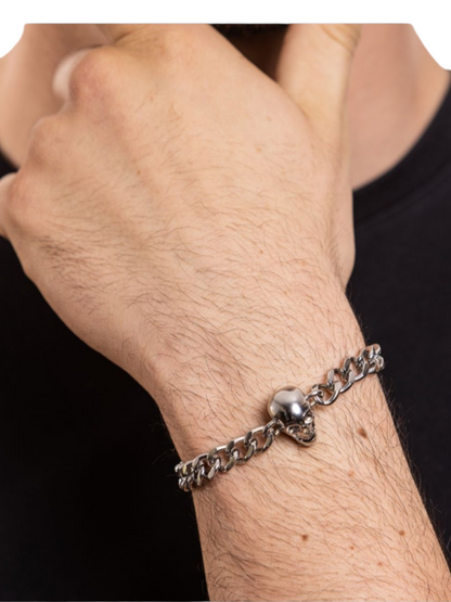 Bracciale teschio in acciaio Brand