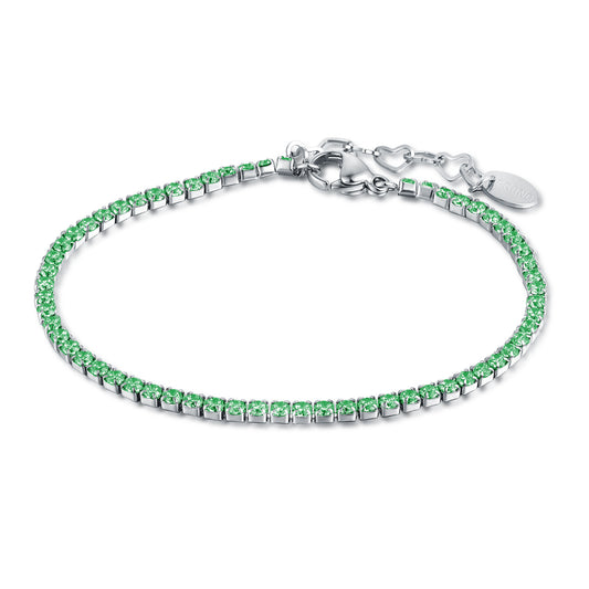 Bracciale Tennis verde 2 mm