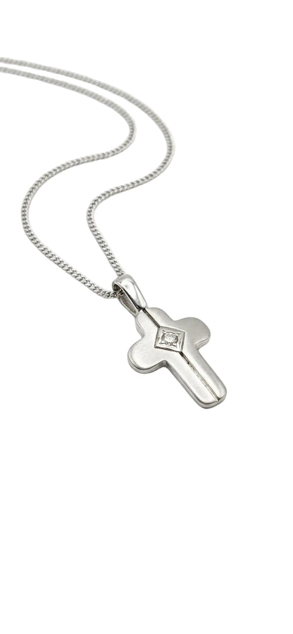Collana Croce e Diamante Oro 750/1000