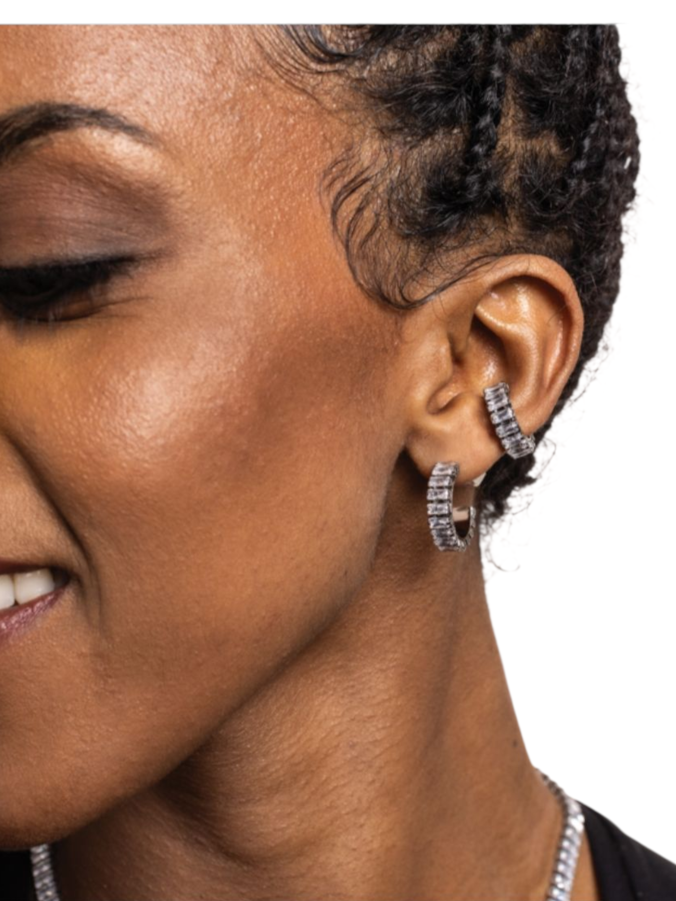 Ear cuff Tennis baguette bianco singolo