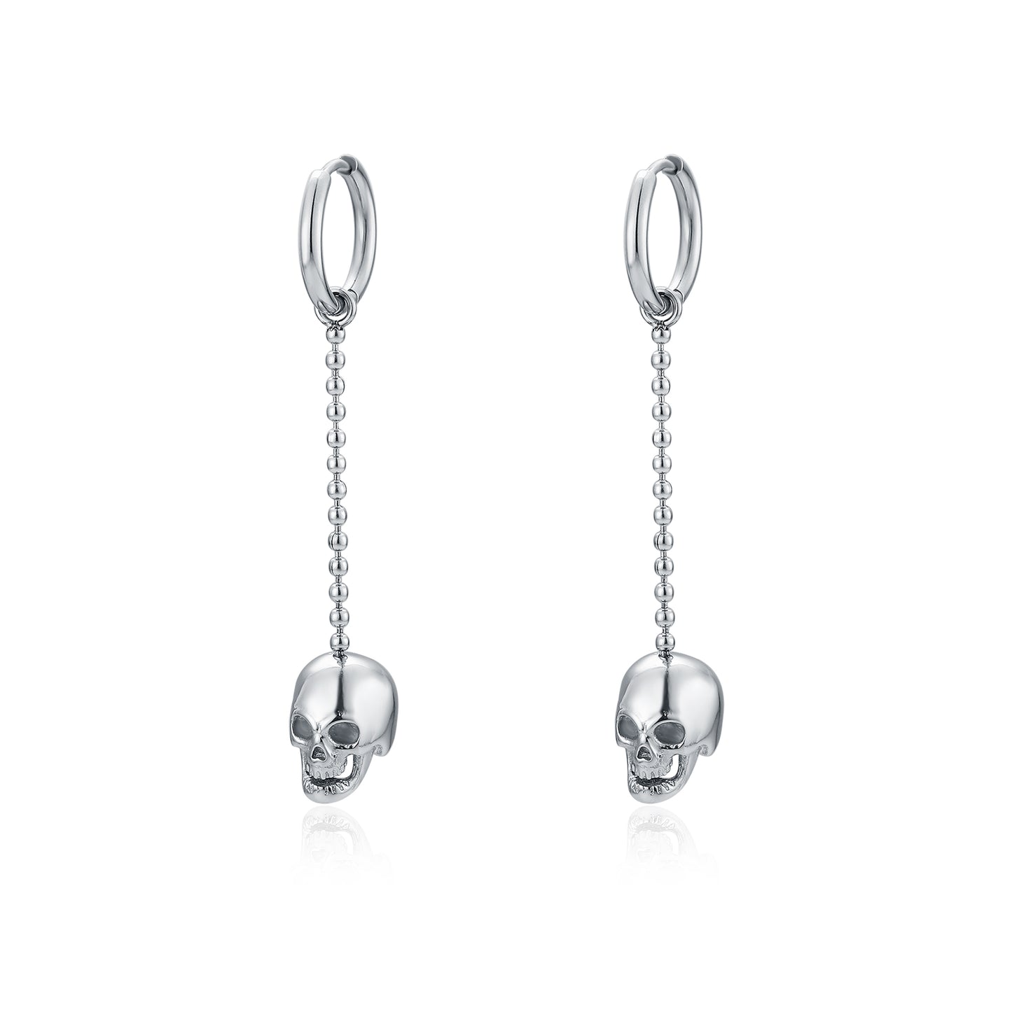 Orecchini pendenti lunghi con teschio Brand