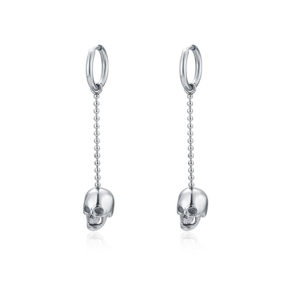 Orecchini pendenti lunghi con teschio Brand