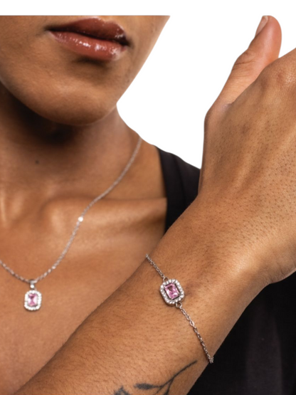 Bracciale Cristallo rettangolare rosa
