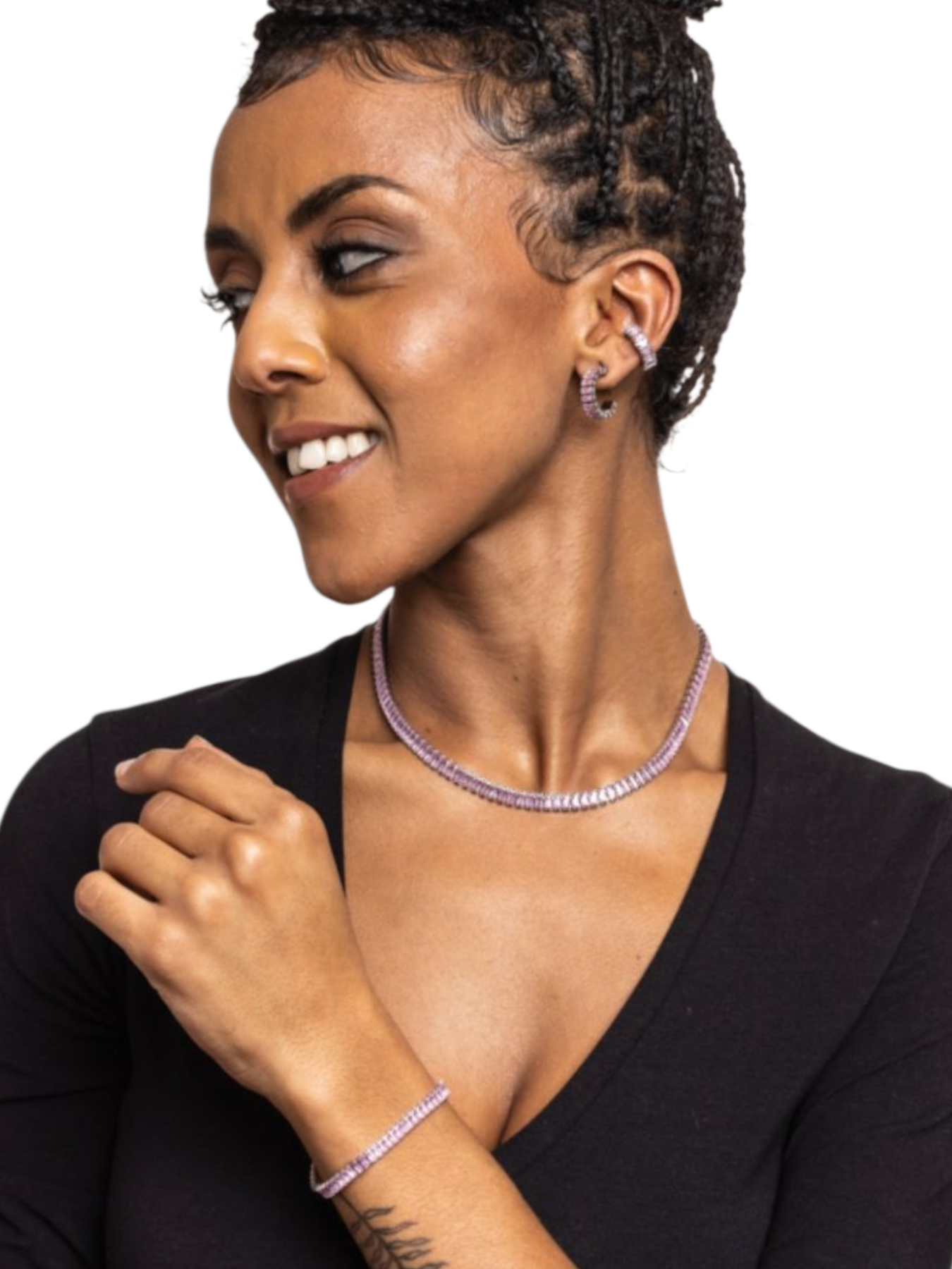 Collana tennis baguette rosa