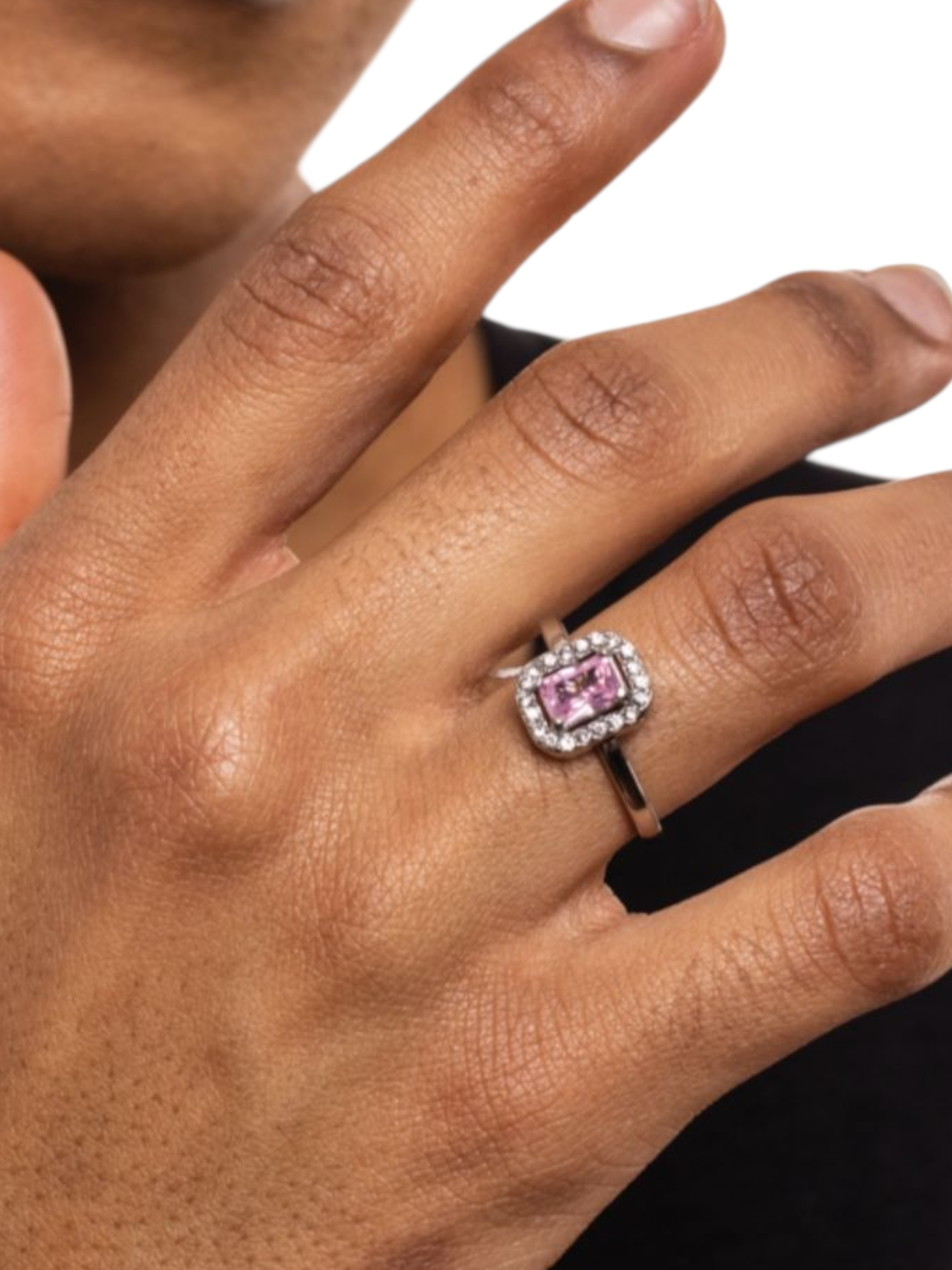 Anello Cristallo rettangolare rosa