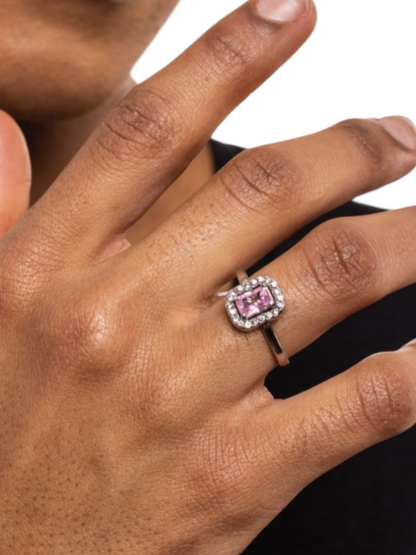 Anello Cristallo rettangolare rosa