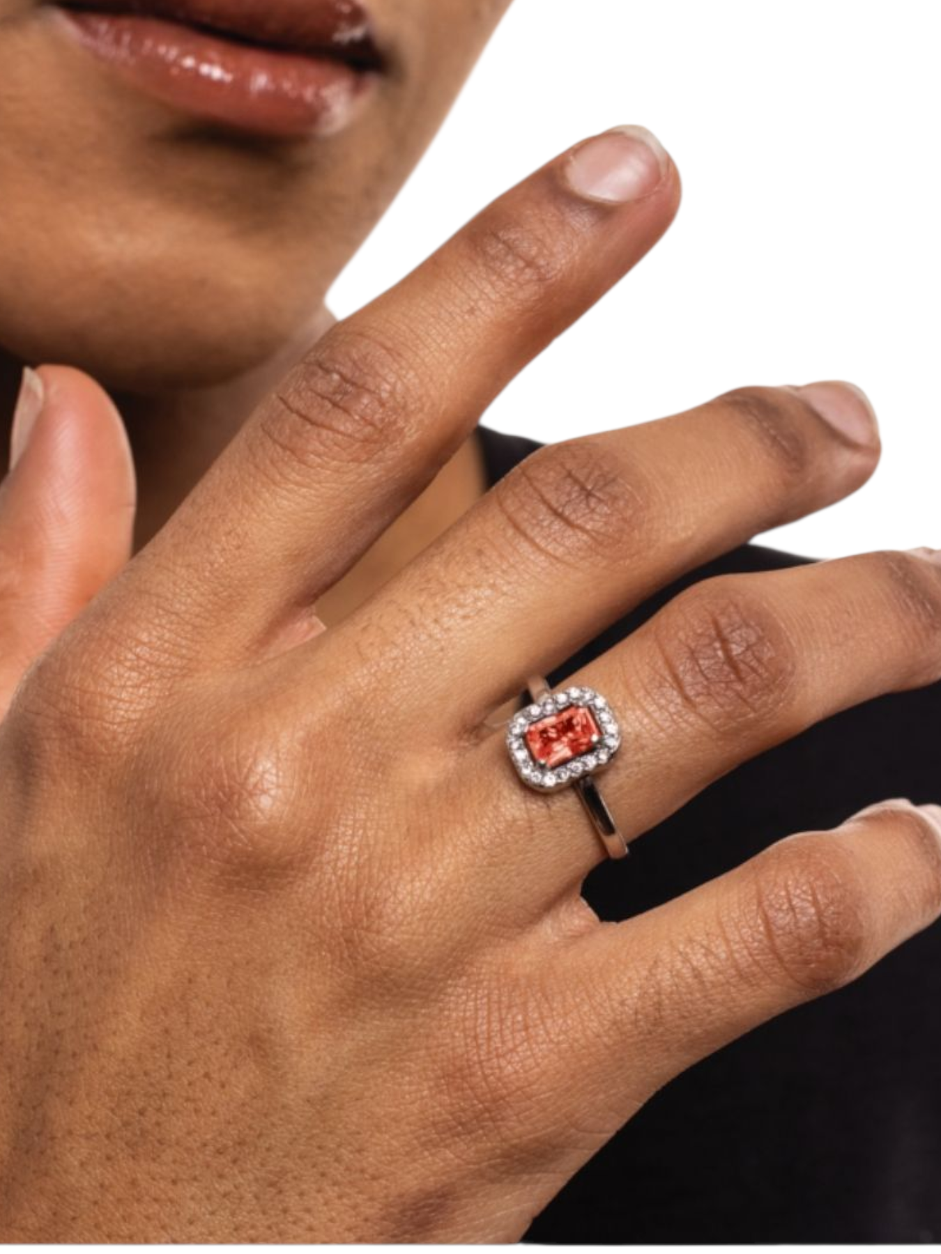 Anello Cristallo rettangolare rosso