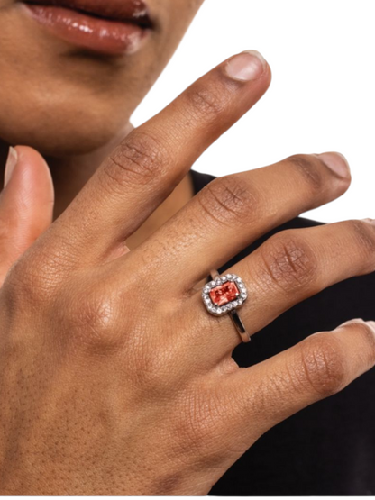 Anello Cristallo rettangolare rosso