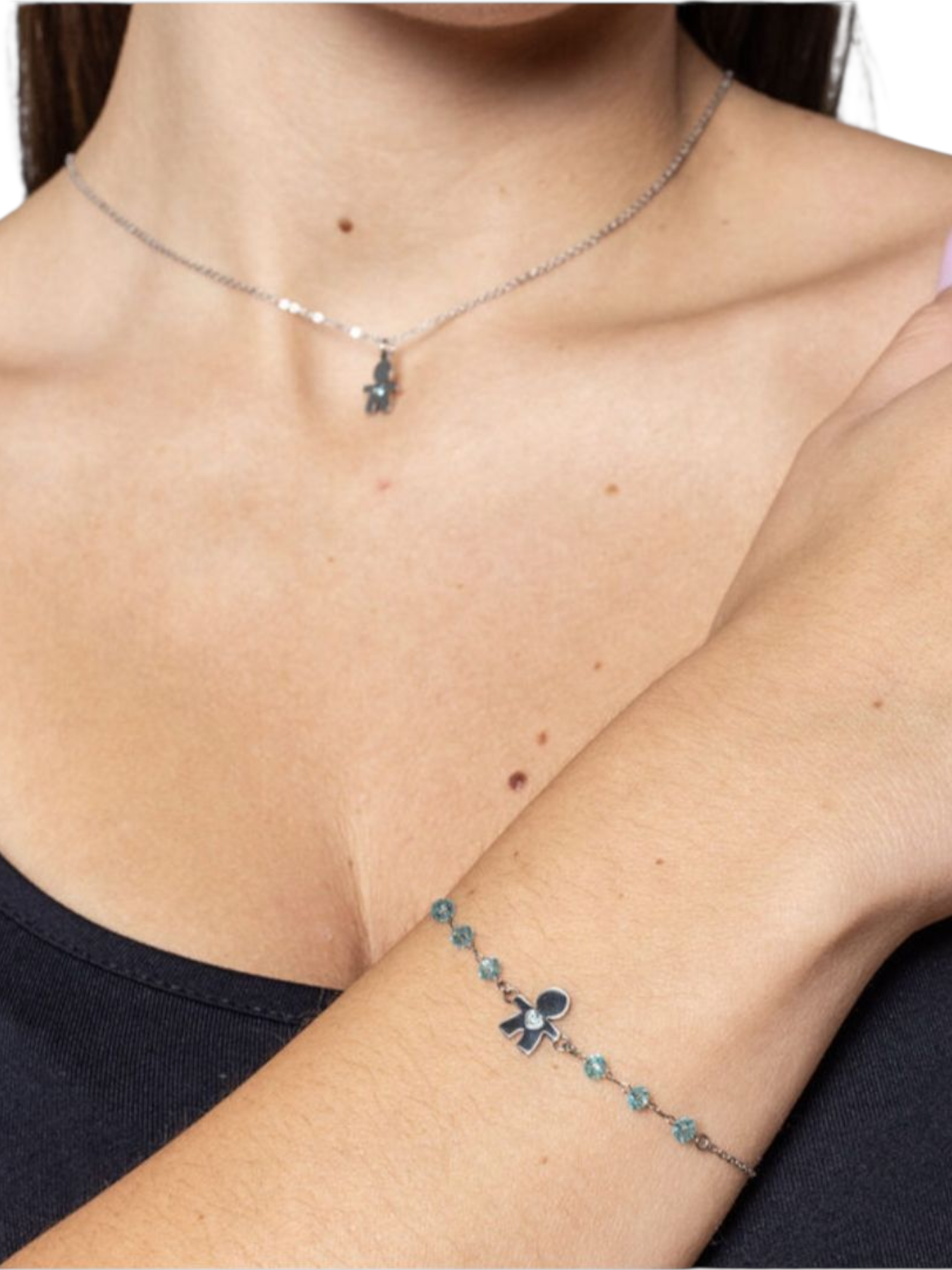 Bracciale con bimbo e 6 cristalli
