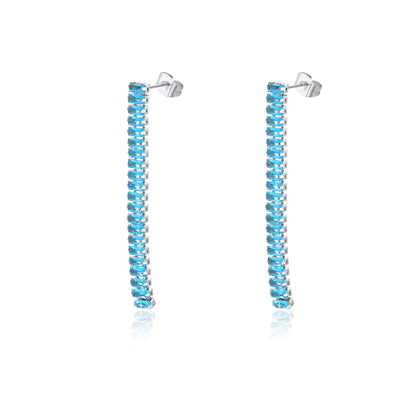 Orecchini pendenti tennis baguette turchese
