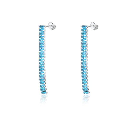 Orecchini pendenti tennis baguette turchese