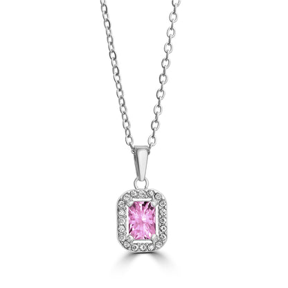 Collana Cristallo rettangolare rosa