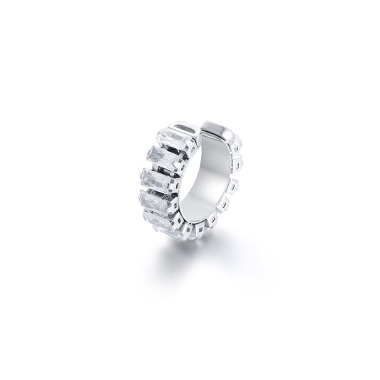 Ear cuff Tennis baguette bianco singolo