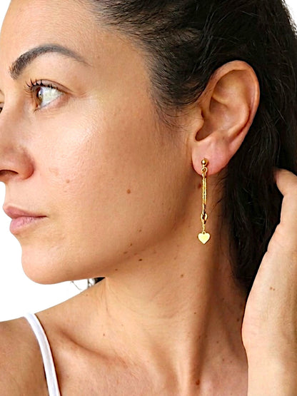 Orecchini Cuori Pendenti Oro 750/1000