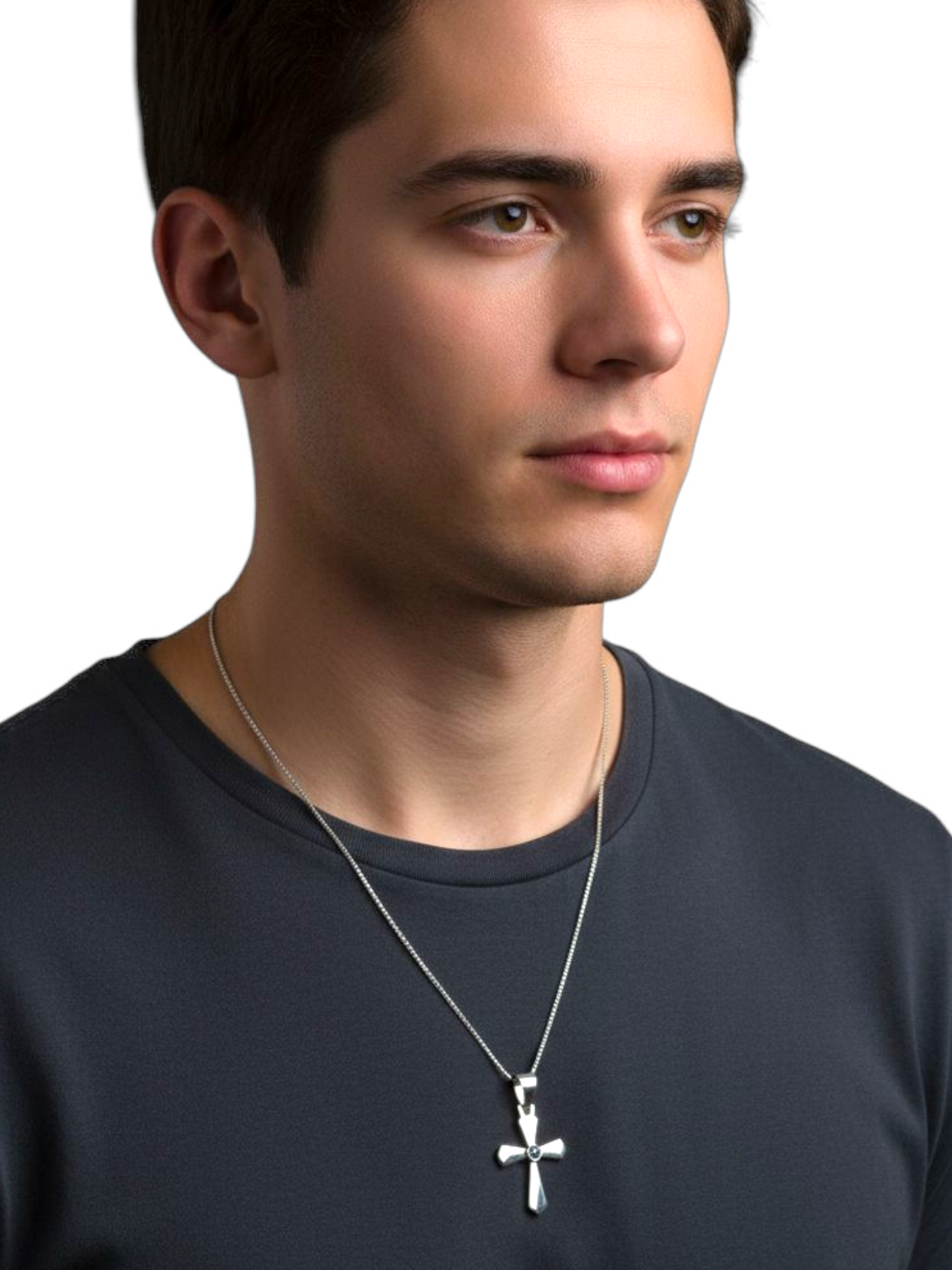 Collana Croce e Diamante Nero Oro 750/1000