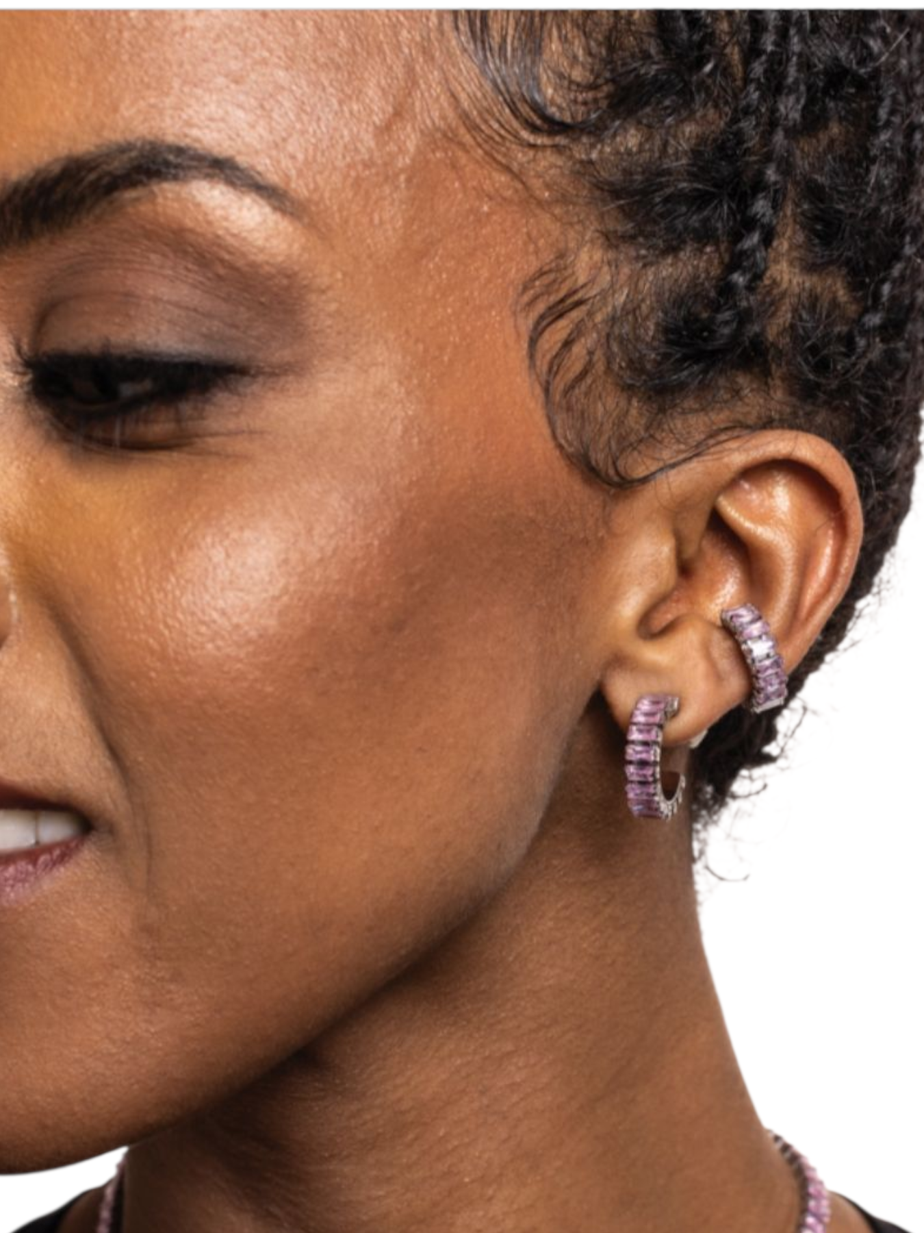 Ear cuff tennis baguette rosa singolo