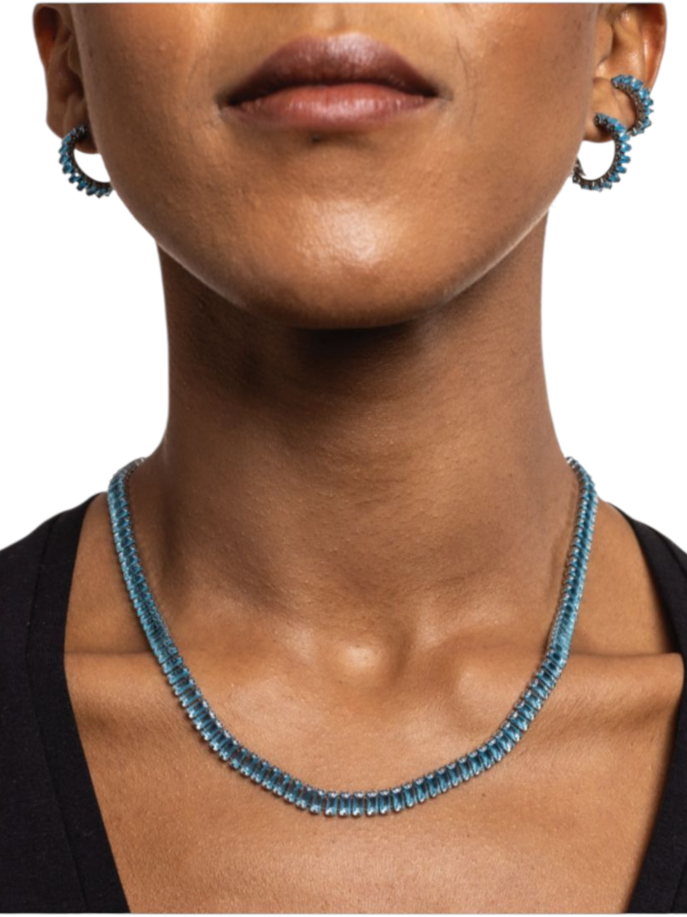 Collana tennis baguette turchese
